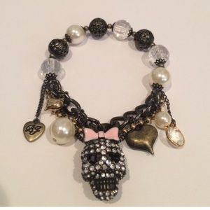 Betsy Johnson skull bangle bracelet- tried to restring due to age and elastic-